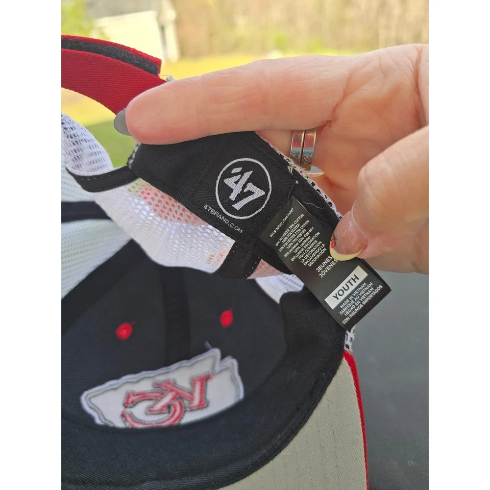 47 Brand Kansas City Chiefs Youth Trucker Hat‎ Red White Adjustable NFL Cap